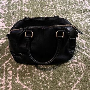 J. Crew Black Leather Handbag Purse Satchel